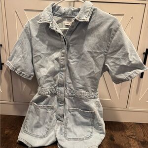 Zara Girls Light Blue Denim Romper size 13/14 Button Up Romper